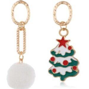 CHRISTMAS TREE AND SNOWBALL EARRINGS